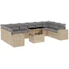 Image de vidaXL - 11-delige - Tuinset - met - kussens - poly - rattan - beige