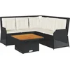 Image de vidaXL - 4-delige - Loungeset - met - kussens - poly - rattan - zwart