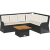 Image de vidaXL - 5-delige - Loungeset - met - kussens - poly - rattan - zwart