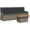 Image de vidaXL - 3-delige - Loungeset - met - kussens - poly - rattan - grijs