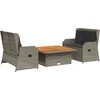 Image de vidaXL - 3-delige - Loungeset - met - kussens - poly - rattan - grijs