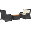Image de vidaXL - 3-delige - Loungeset - met - kussens - poly - rattan - zwart