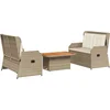 Image de vidaXL - 3-delige - Loungeset - met - kussens - poly - rattan - beige
