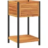 Image de vidaXL - Plantenbak - met - schap - 45x45x80 - cm - massief - acaciahout - en - staal