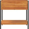 Image de vidaXL - Plantenbak - met - schap - 80x45x80 - cm - massief - acaciahout - en - staal