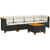 Image de vidaXL - 5-delige - Loungeset - met - kussens - poly - rattan - zwart