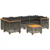 Image de vidaXL - 7-delige - Loungeset - met - kussens - poly - rattan - grijs