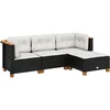 Image de vidaXL - 4-delige - Loungeset - met - kussens - poly - rattan - zwart