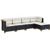 Image de vidaXL - 5-delige - Loungeset - met - kussens - poly - rattan - zwart