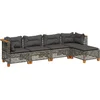 Image de vidaXL - 5-delige - Loungeset - met - kussens - poly - rattan - grijs