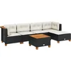 Image de vidaXL - 6-delige - Loungeset - met - kussens - poly - rattan - zwart