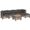 Image de vidaXL - 6-delige - Loungeset - met - kussens - poly - rattan - grijs