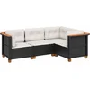 Image de vidaXL - 4-delige - Loungeset - met - kussens - poly - rattan - zwart
