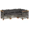 Image de vidaXL - 4-delige - Loungeset - met - kussens - poly - rattan - grijs