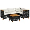 Image de vidaXL - 5-delige - Loungeset - met - kussens - poly - rattan - zwart