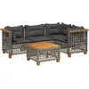 Image de vidaXL - 5-delige - Loungeset - met - kussens - poly - rattan - grijs