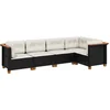 Image de vidaXL - 5-delige - Loungeset - met - kussens - poly - rattan - zwart