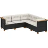 Image de vidaXL - 5-delige - Loungeset - met - kussens - poly - rattan - zwart