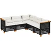 Image de vidaXL - 5-delige - Loungeset - met - kussens - poly - rattan - zwart