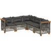 Image de vidaXL - 5-delige - Loungeset - met - kussens - poly - rattan - grijs