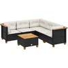 Image de vidaXL - 6-delige - Loungeset - met - kussens - poly - rattan - zwart