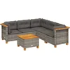 Image de vidaXL - 6-delige - Loungeset - met - kussens - poly - rattan - grijs