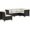 Image de vidaXL - 5-delige - Loungeset - met - kussens - poly - rattan - zwart