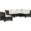 Image de vidaXL - 5-delige - Loungeset - met - kussens - poly - rattan - zwart