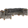 Image de vidaXL - 5-delige - Loungeset - met - kussens - poly - rattan - grijs