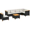 Image de vidaXL - 7-delige - Loungeset - met - kussens - poly - rattan - zwart