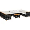 Image de vidaXL - 10-delige - Loungeset - met - kussens - poly - rattan - zwart