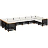 Image de vidaXL - 10-delige - Loungeset - met - kussens - poly - rattan - zwart