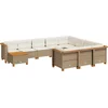 Image de vidaXL - 11-delige - Tuinset - met - kussens - poly - rattan - beige