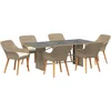 Image de vidaXL - Tuin - Eettafel - Set - met - kussen - 7 - pcs - Beige - poly - rattan