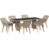 Image de vidaXL - Tuin - Eettafel - Set - 7 - pcs - Lichtgrijs - poly - rattan