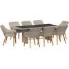 Image de vidaXL - Tuin - Eettafel - Set - 9 - pcs - Lichtgrijs - poly - rattan