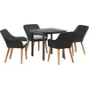 Image de vidaXL - Tuin - Eettafel - Set - met - kussen - 5 - pcs - Zwart - poly - rattan