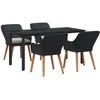 Image de vidaXL - Tuin - Eettafel - Set - met - kussen - 5 - pcs - Zwart - poly - rattan