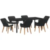 Image de vidaXL - Tuin - Eettafel - Set - met - kussen - 7 - pcs - Zwart - poly - rattan