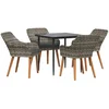 Image de vidaXL - Tuin - Eettafel - Set - met - kussen - 5 - pcs - Grijs - poly - rattan