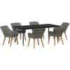 Image de vidaXL - Tuin - Eettafel - Set - met - kussen - 7 - pcs - Grijs - poly - rattan