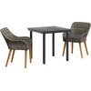Image de vidaXL - Tuin - Eettafel - Set - met - kussen - 3 - pcs - Grijs - poly - rattan