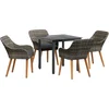 Image de vidaXL - Tuin - Eettafel - Set - met - kussen - 5 - pcs - Grijs - poly - rattan