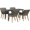 Image de vidaXL - Tuin - Eettafel - Set - met - kussen - 5 - pcs - Grijs - poly - rattan