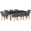 Image de vidaXL - Tuin - Eettafel - Set - met - kussen - 9 - pcs - Grijs - poly - rattan