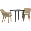 Image de vidaXL - Tuin - Eettafel - Set - met - kussen - 3 - pcs - Beige - poly - rattan