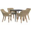 Image de vidaXL - Tuin - Eettafel - Set - met - kussen - 5 - pcs - Beige - poly - rattan