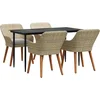 Image de vidaXL - Tuin - Eettafel - Set - met - kussen - 5 - pcs - Beige - poly - rattan