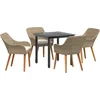 Image de vidaXL - Tuin - Eettafel - Set - met - kussen - 5 - pcs - Beige - poly - rattan