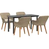 Image de vidaXL - Tuin - Eettafel - Set - met - kussen - 5 - pcs - Beige - poly - rattan